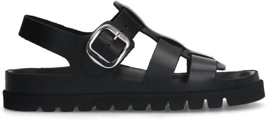 Sacha Dames Zwarte leren sandalen