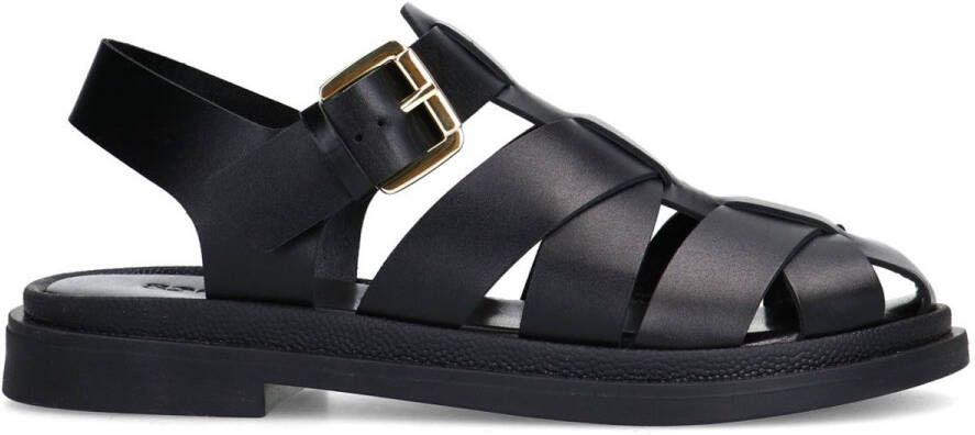 Sacha Dames Zwarte leren sandalen