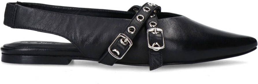 Sacha Dames Zwarte leren slingbacks met buckles