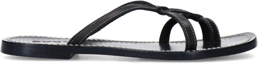 Sacha Dames Zwarte leren slippers