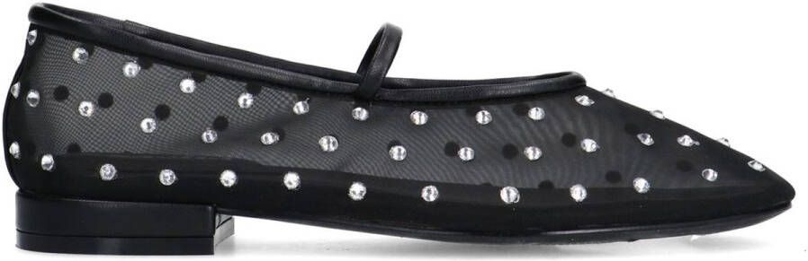 Sacha Dames Zwarte mesh ballerina's met strass