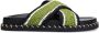 Sacha Dames Zwarte plateau slippers met groene bandjes - Thumbnail 2