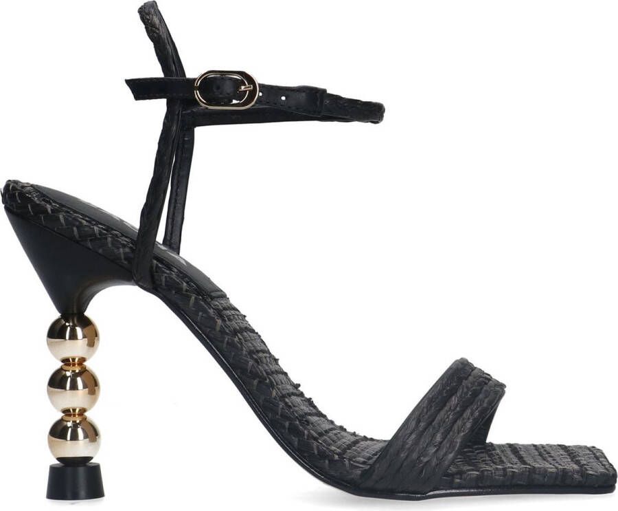 Sacha Dames Zwarte sandalen met goudkleurige hak