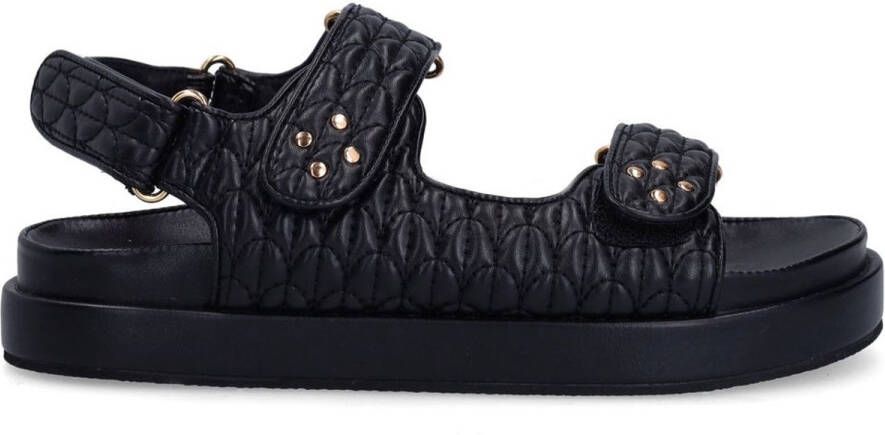 Sacha Dames Zwarte sandalen met goudkleurige studs