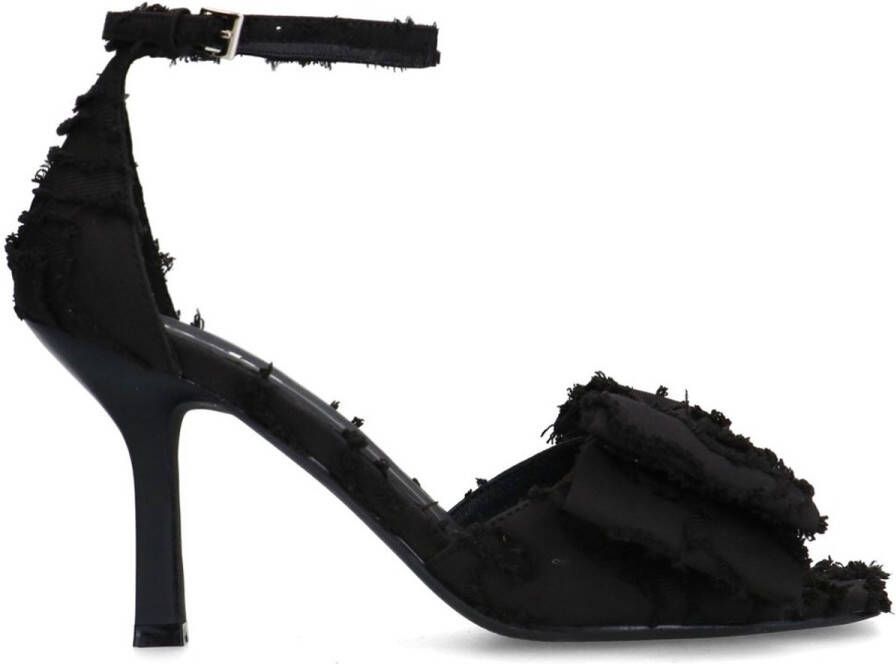 Sacha Dames Zwarte sandalen met hak en strik