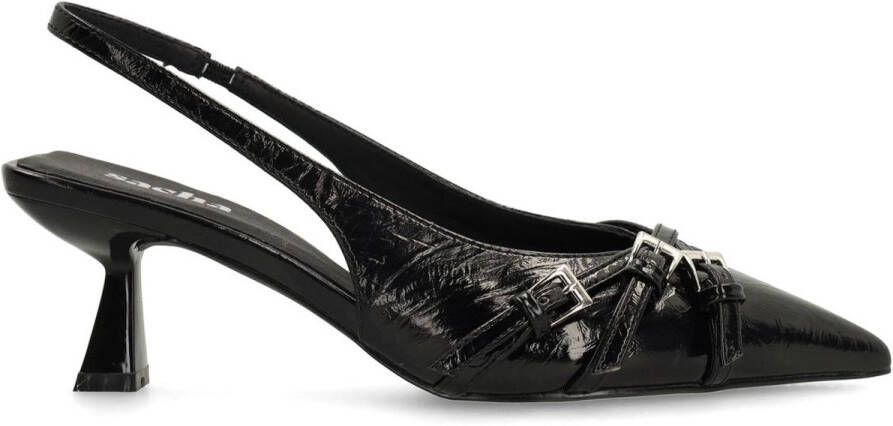 Sacha Dames Zwarte slingback pumps met gespen