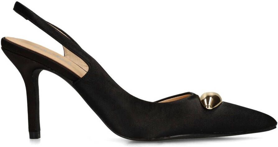 Sacha Dames Zwarte slingback pumps met goudkleurig detail