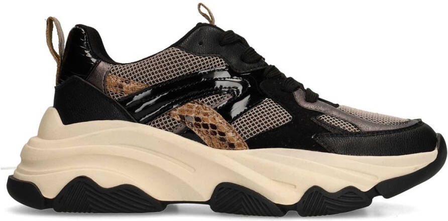 Sacha Dames Zwarte sneakers met snake print details
