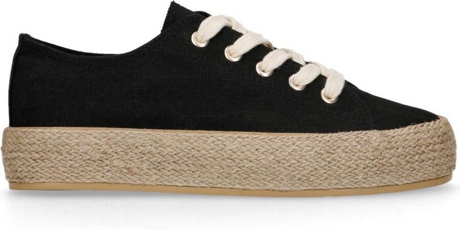 Sacha Dames Zwarte sneakers met touwzoo