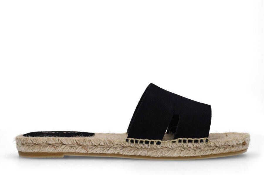 Sacha Dames Zwarte suède slippers