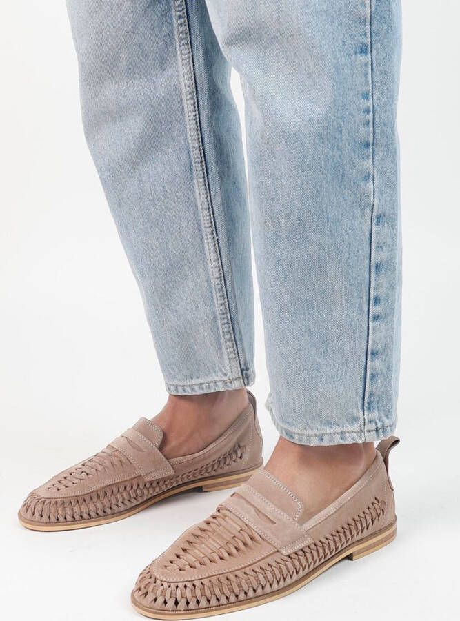 Sacha Heren Taupe suède gevlochten loafers