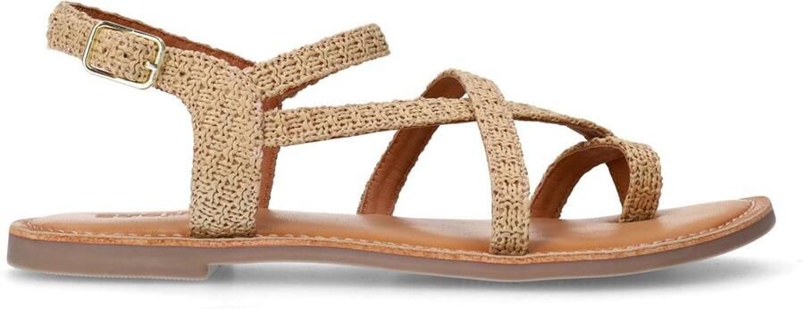 Sacha Dames Beige raffia sandalen met gekruiste bandjes