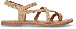 Sacha Dames Beige raffia sandalen met gekruiste bandjes