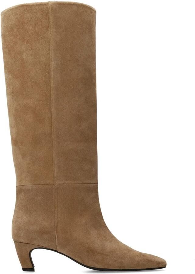 Sacha Dames Beige hoge suède laarzen met hak