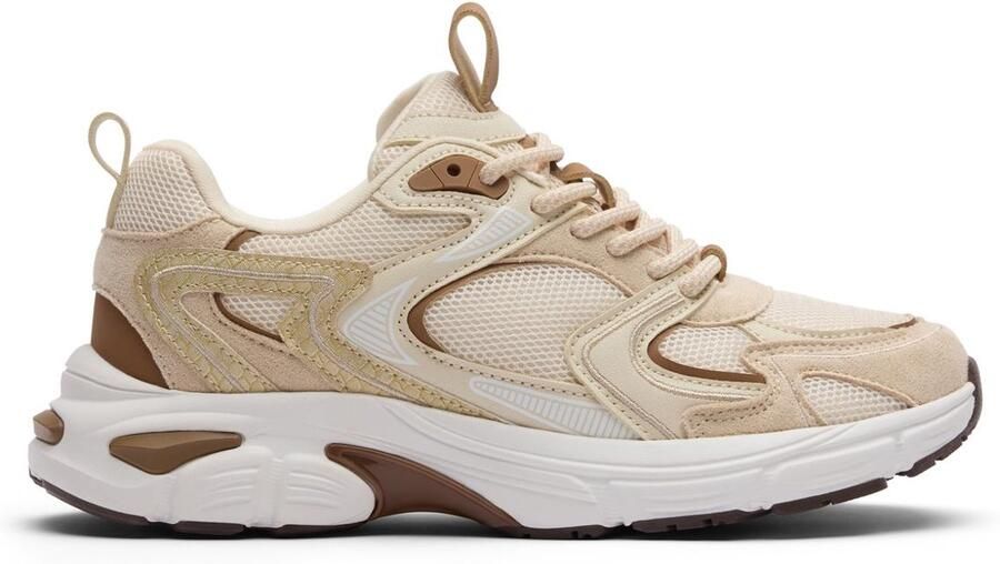 Sacha Dames Beige sneakers met bruine details