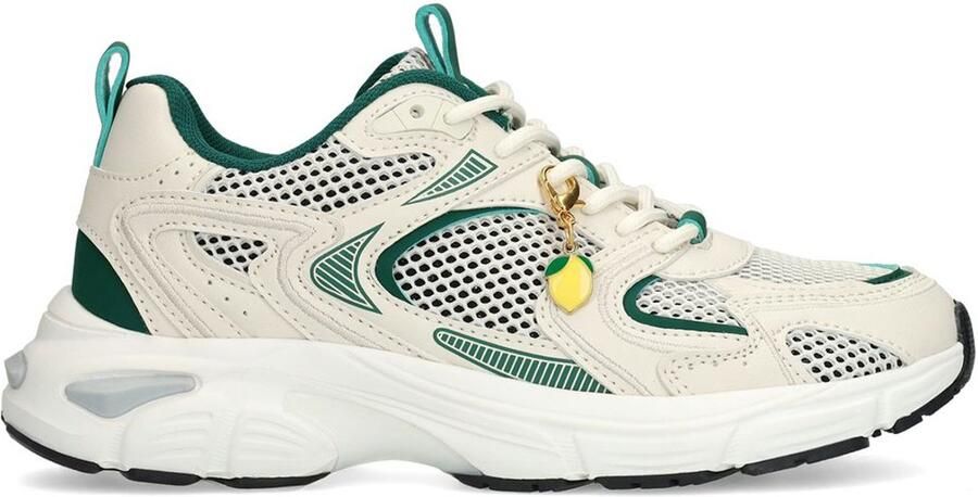 Sacha Dames Beige sneakers met groene details
