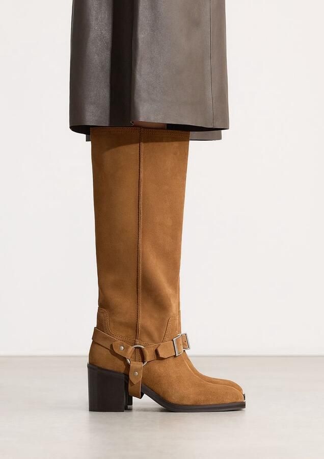 Sacha suède bikerboots met blokhak cognac - Foto 4