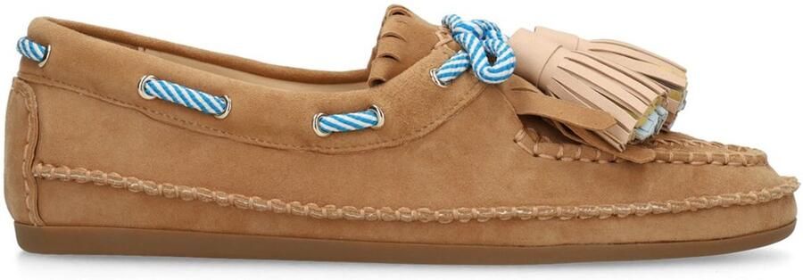 Sacha Dames Beige suède bootschoenen met franjes