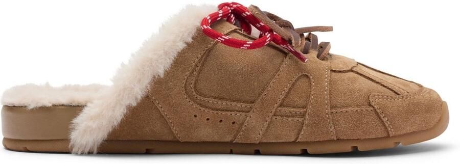 Sacha Dames Beige suède faux fur sneaker muiltjes