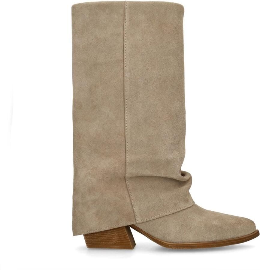 Sacha Dames Beige suède laarzen met flap
