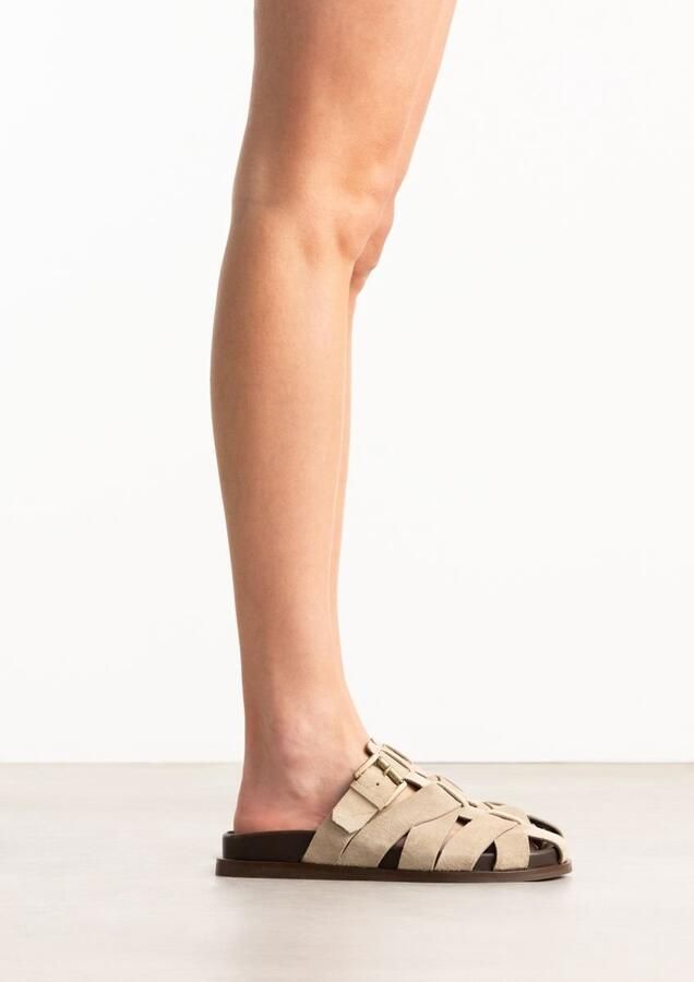Sacha Dames Beige suède slippers