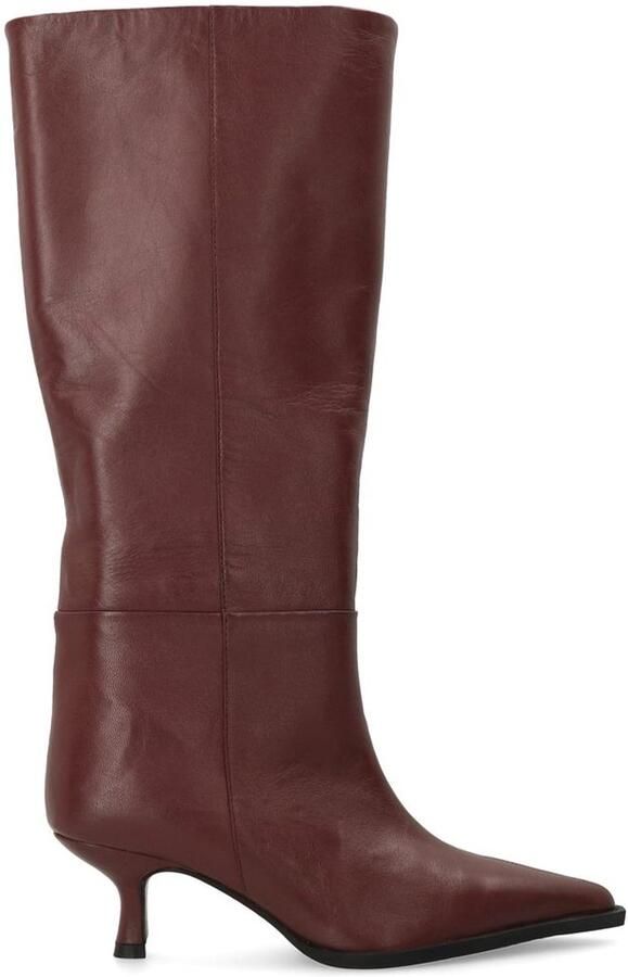 Sacha Dames Bordeaux hoge leren laarzen met hak