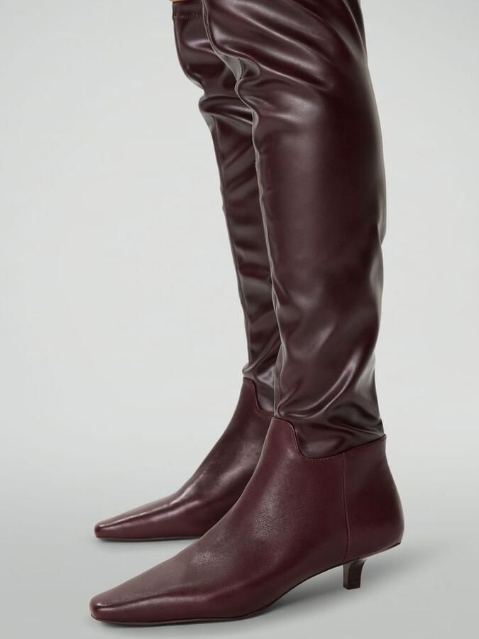 Sacha Dames Bordeaux hoge stretch laarzen met kitten heel