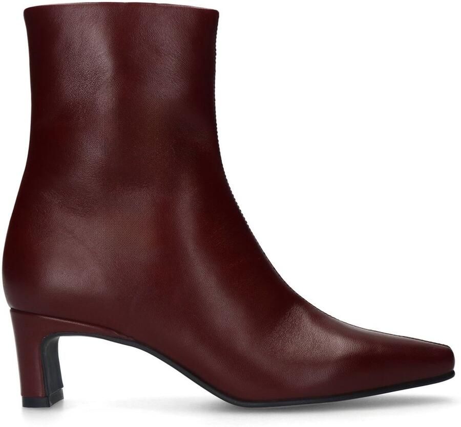 Sacha Dames Bordeaux leren enkellaarsjes met hak