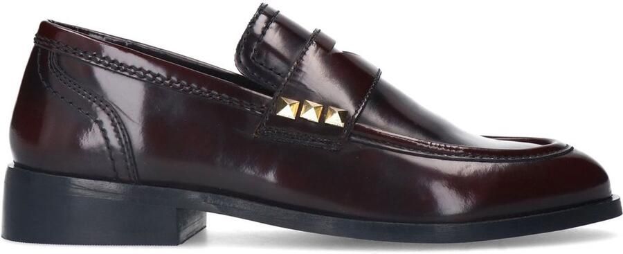 Sacha Dames Bordeaux leren loafers met studs