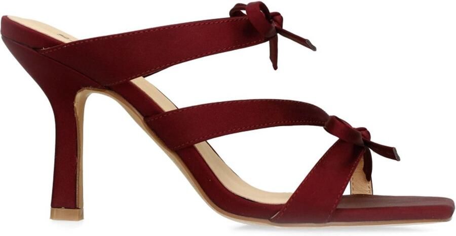Sacha Dames Bordeaux rode sandalen met hak en strikjes