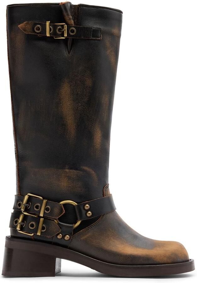 Sacha Dames Brownwashed buckle biker boots - Foto 4