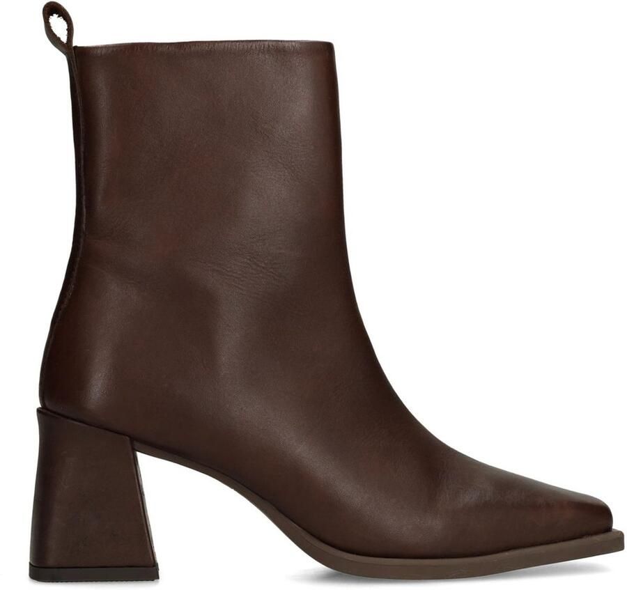 Sacha Dames Bruine enkellaarsjes met blokhak