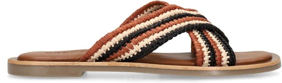Sacha Dames Bruine gevlochten slippers