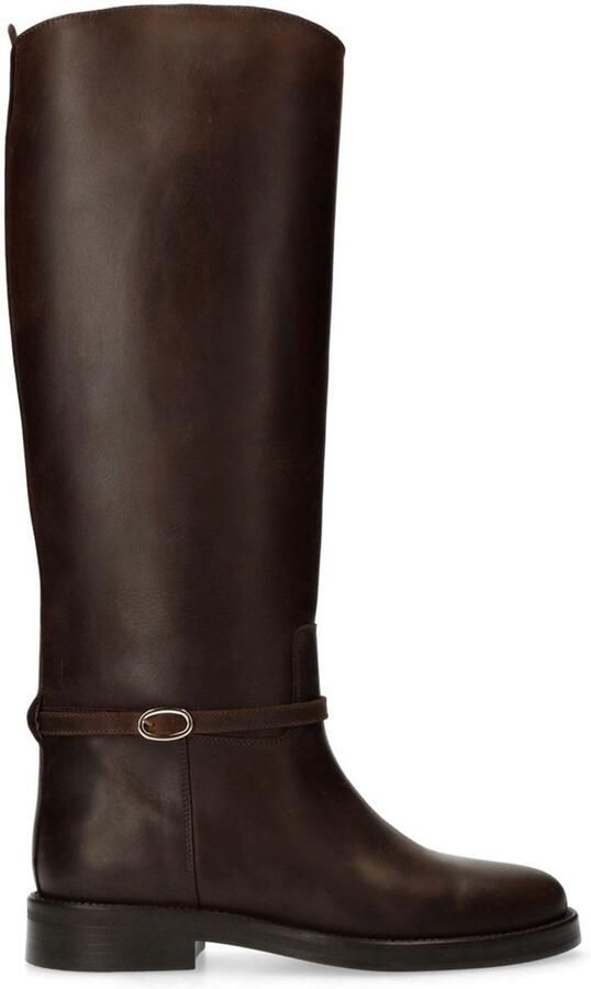 Sacha Dames Bruine hoge leren laarzen met afneembare gesp