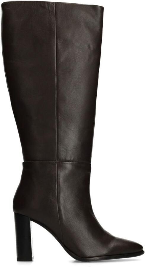 Sacha Dames Bruine hoge leren laarzen met hak