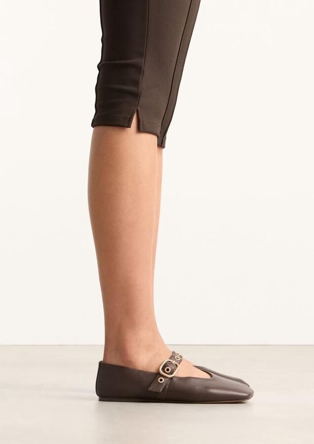 Sacha Dames Bruine leren ballerina's