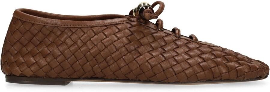 Sacha Dames Bruine leren ballerina's met veters