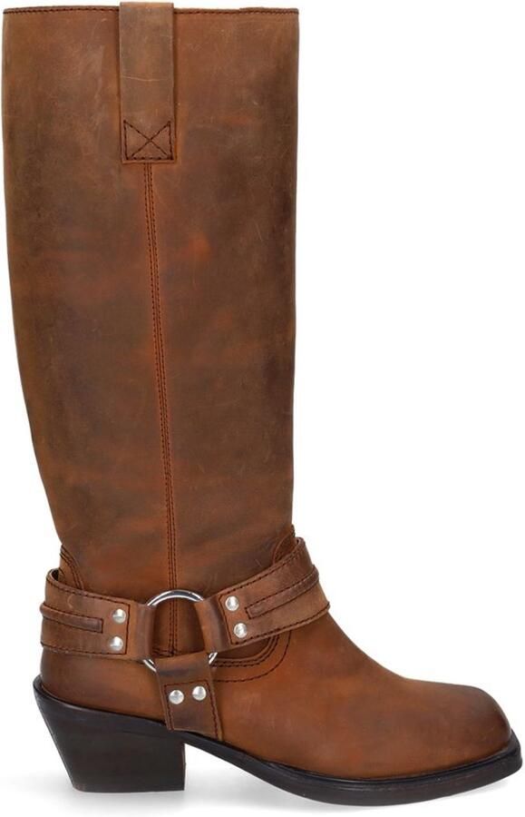 Sacha Dames Bruine leren biker boots