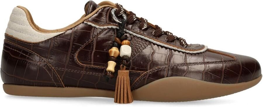 Sacha Dames Bruine leren croco sneakers
