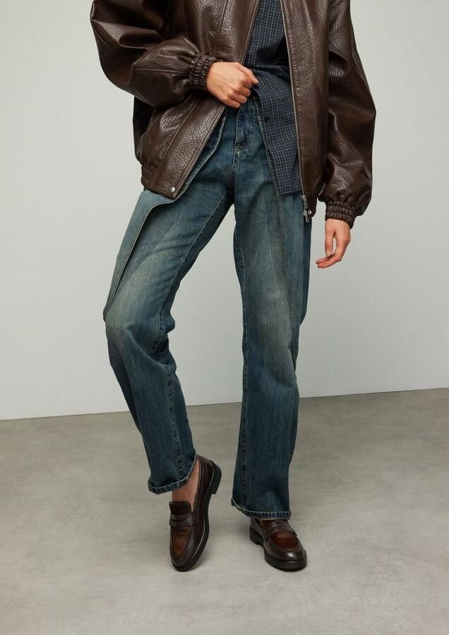 Sacha Dames Bruine leren loafers met pony hair