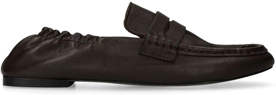 Sacha Dames Bruine leren loafers met rimpel design