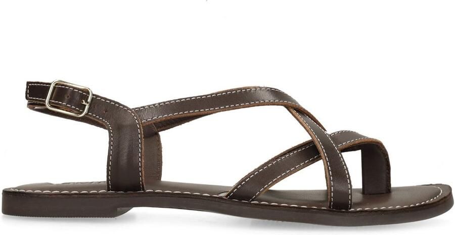 Sacha Dames Bruine leren sandalen