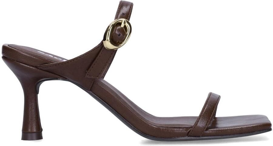 Sacha Dames Bruine leren sandalen met hak