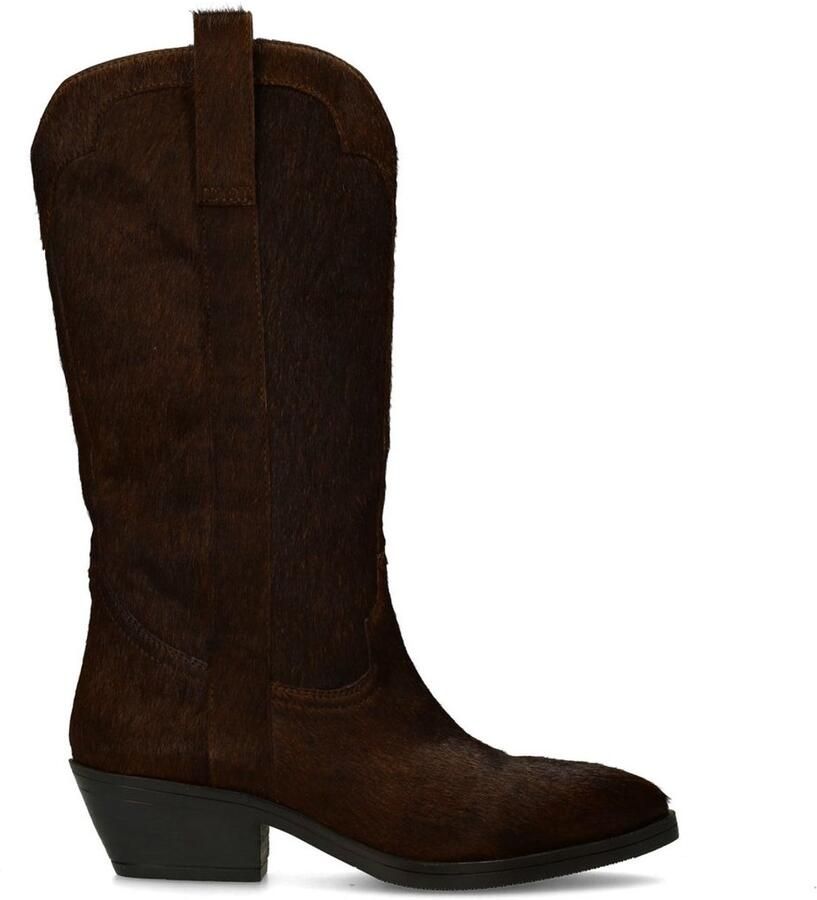 Sacha Dames Bruine pony hair cowboylaarzen