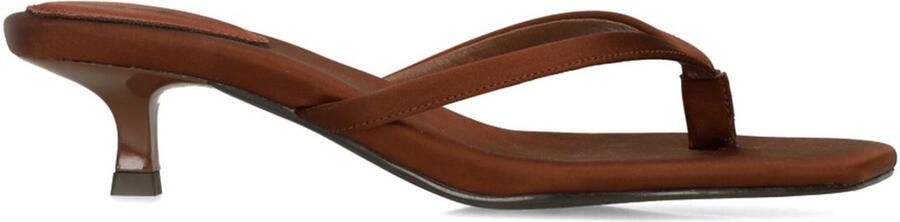 Sacha Dames Bruine satijnen slippers met hak