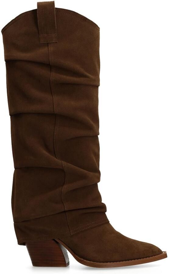 Sacha Dames Bruine suède cowboylaarzen met flap