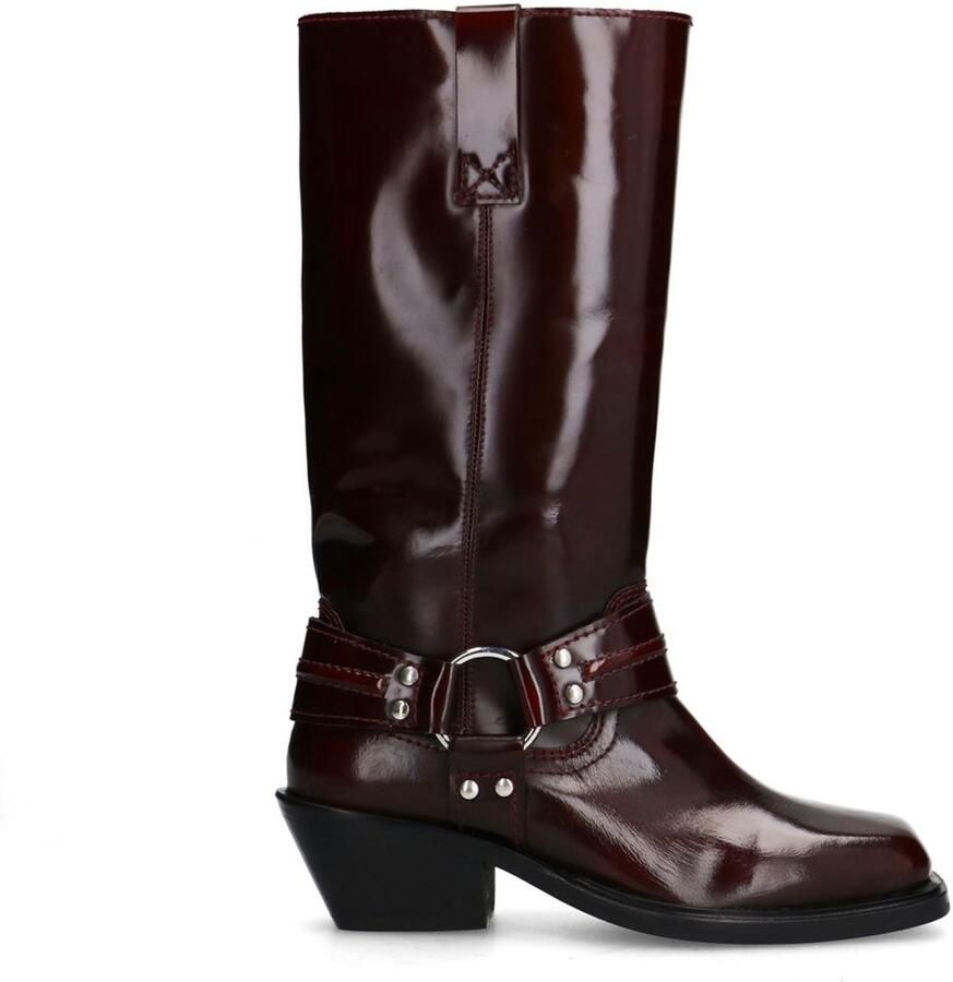 Sacha Dames Burgundy leren biker boots