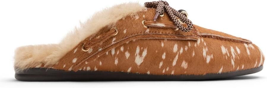 Sacha Dames Cognac bambi print muiltjes met wol - Foto 4