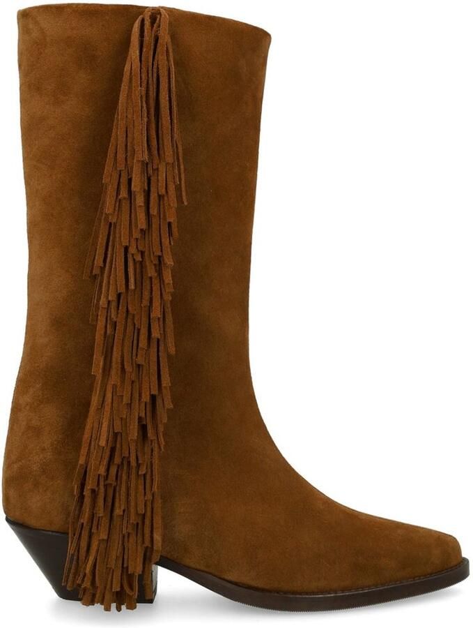 Sacha Dames Cognac suède cowboylaarzen met franjes