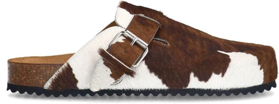 Sacha leren clogs met koeienprint cognac - Foto 2